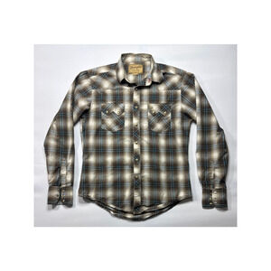 Wrangler Retro Men's Long Sleeve Brown Plaid Pearl Snap Shirt -‎ Size M